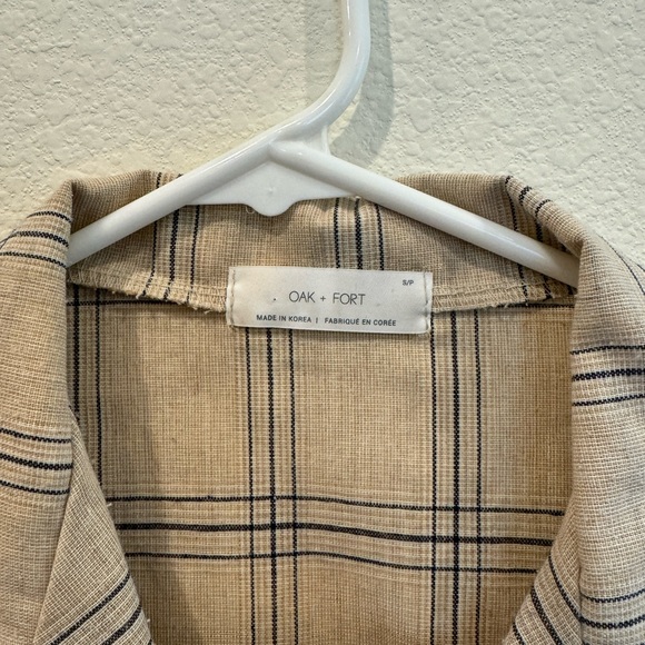 Oak + Fort Cropped Short Sleeve Button Up Size Small - Picture 2 of 6